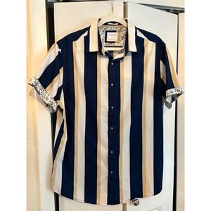 Denim and Flower Ricky Striped Button‎ Casual Striped Shirt XL